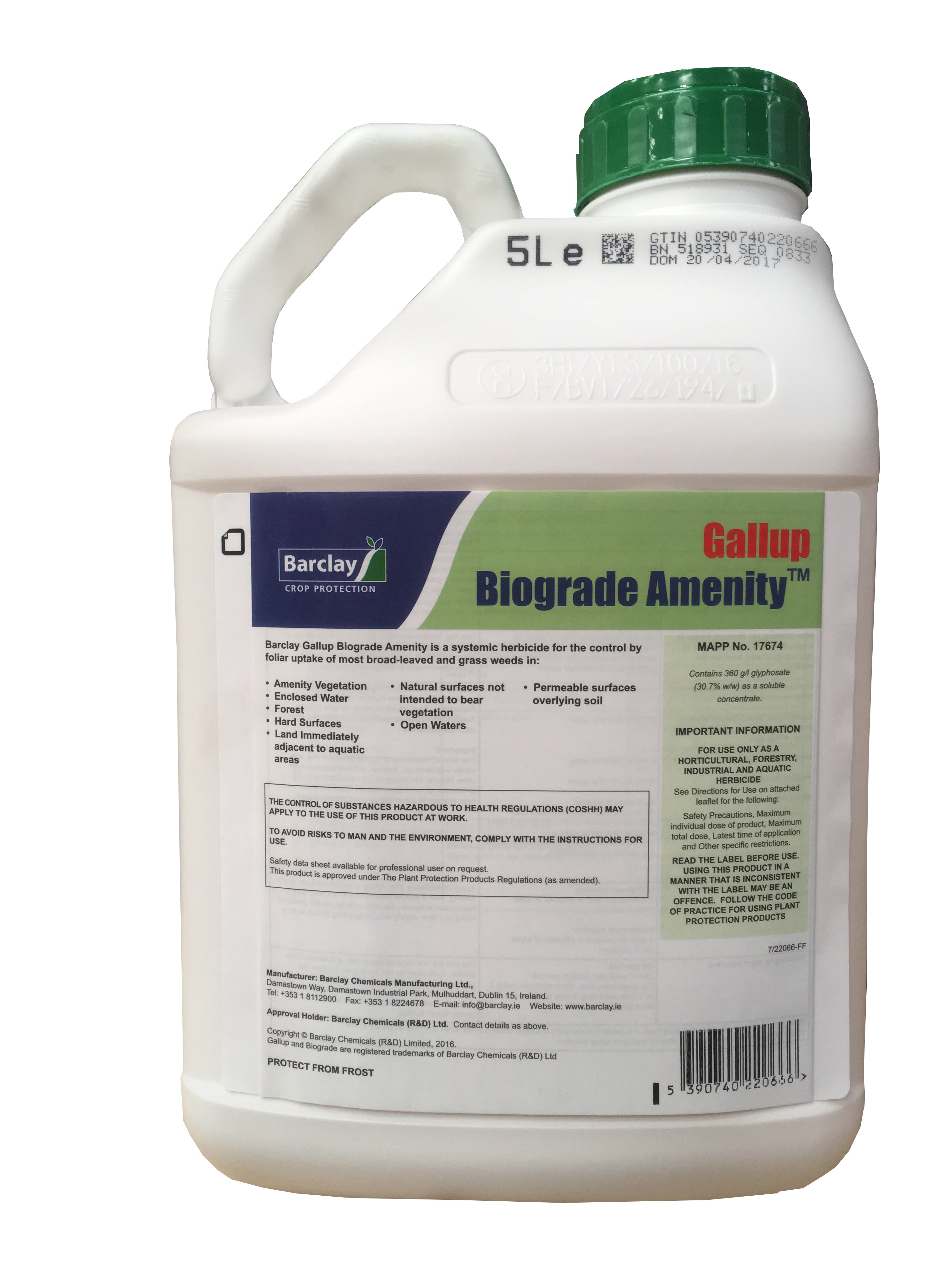 gallup herbicide Barclay Gallup Biograde Amenity Glyphosate 5L