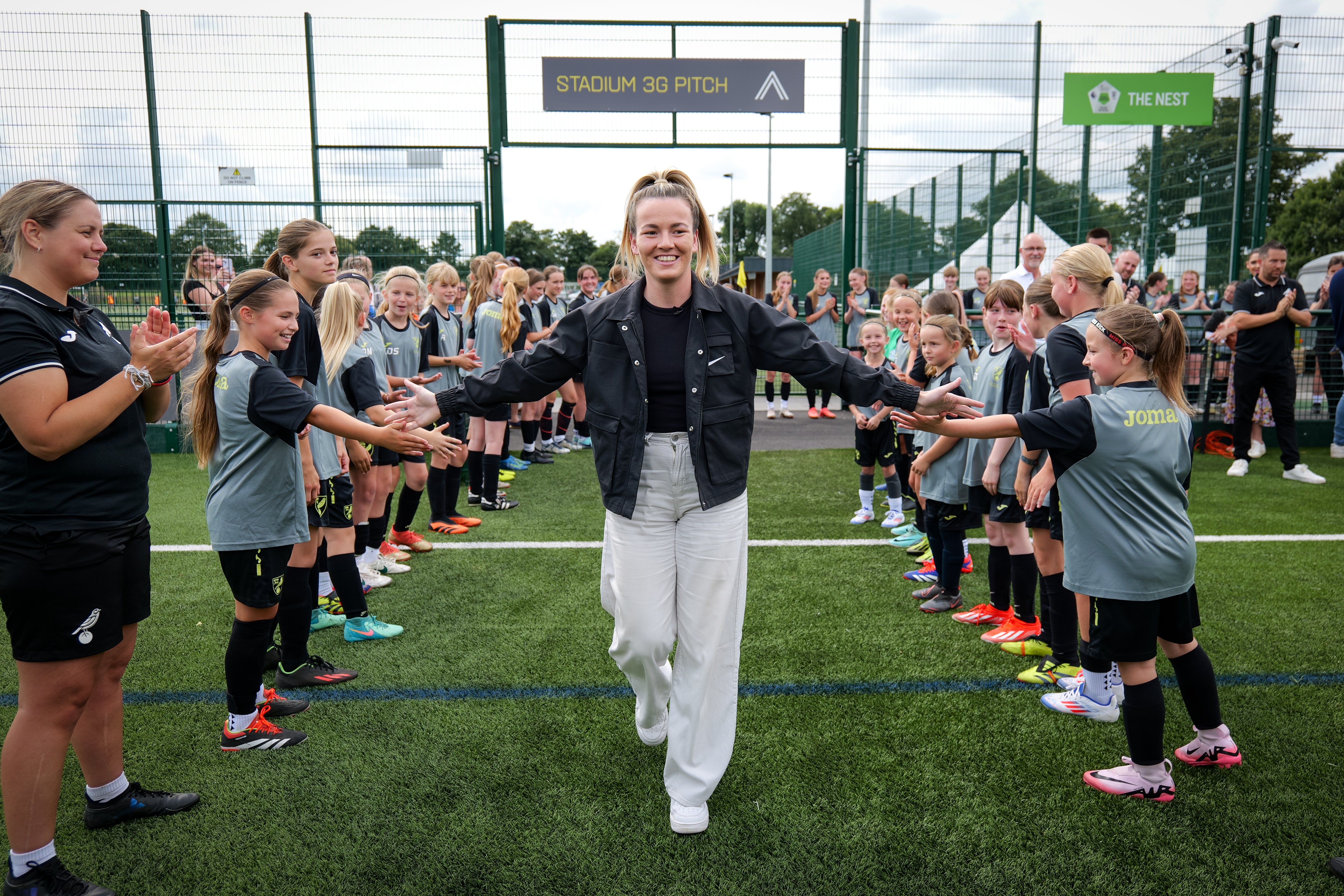 Norfolk-born Lauren Hemp returns to The Nest to unveil pitch named in her honour