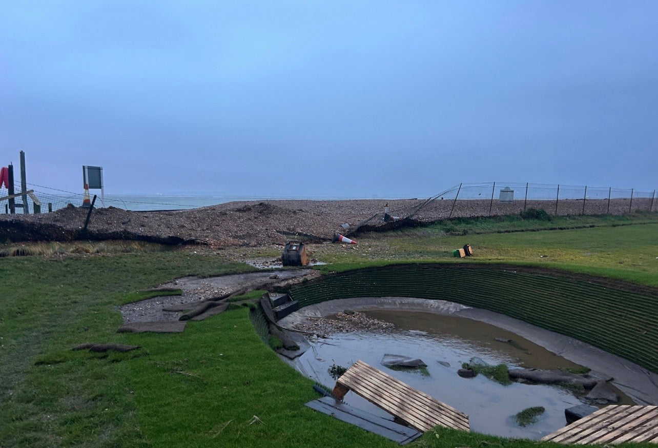 Hayling Golf Club practice area survives rare tidal event