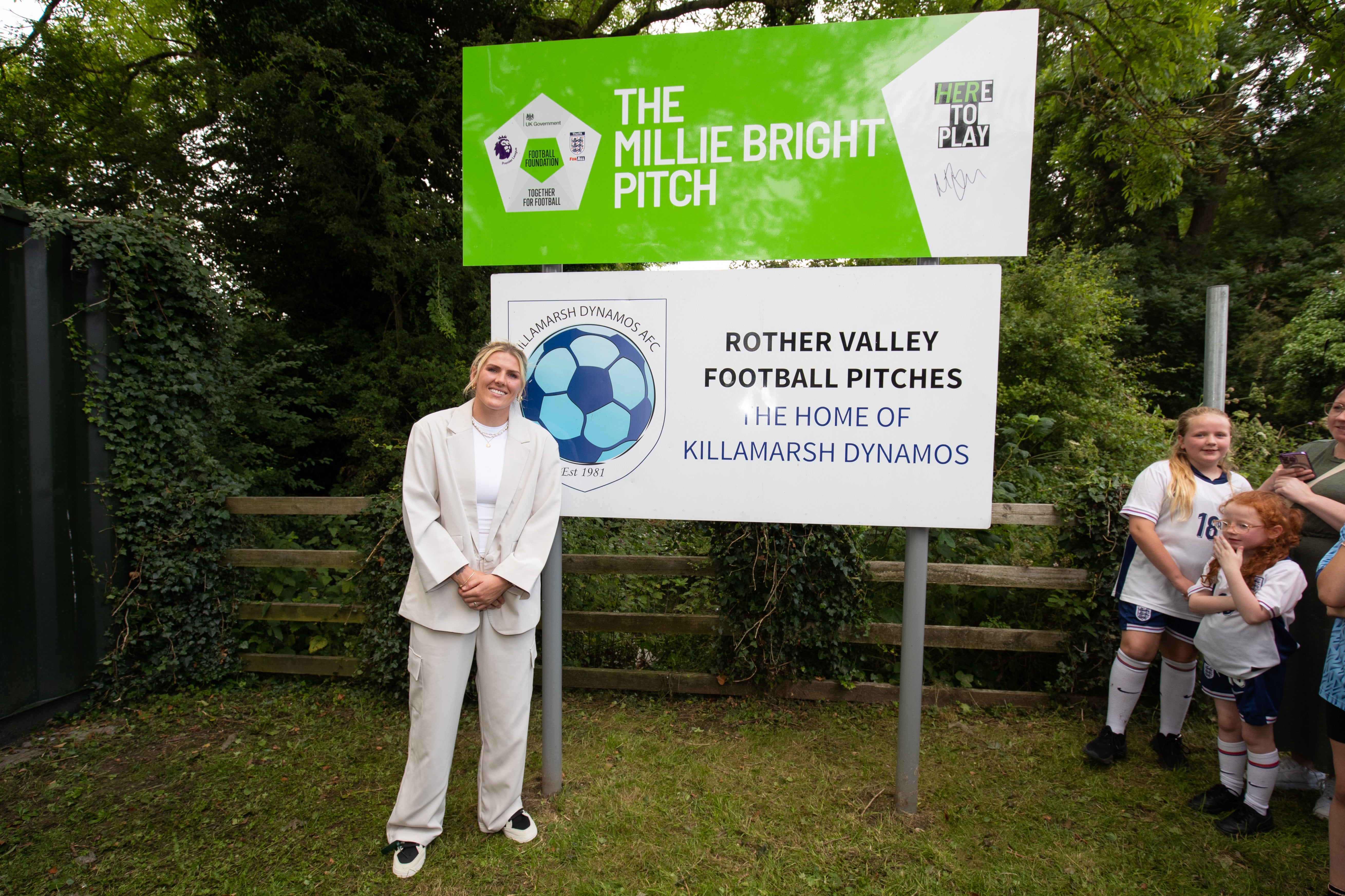 Millie Bright returns home to unveil pitch named in her honour at Killamarsh Dynamos