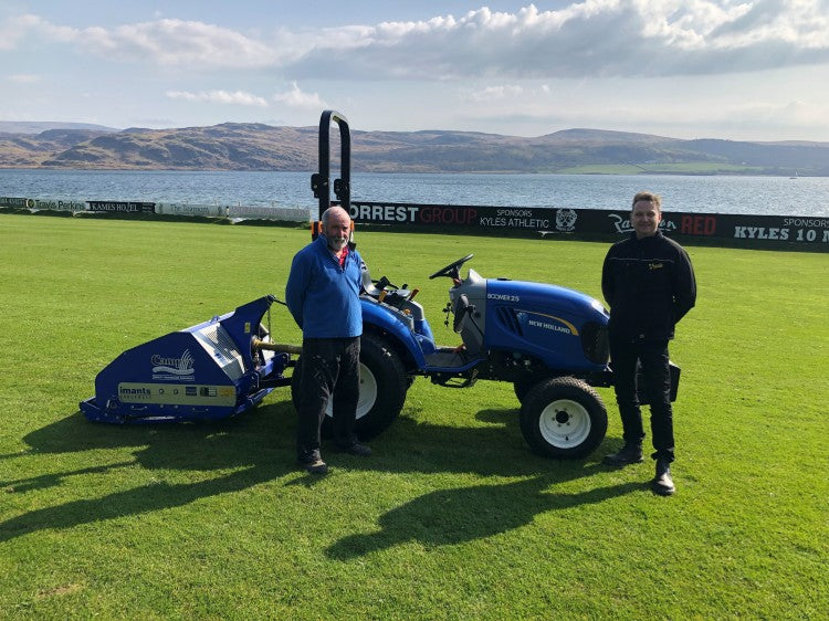 Kyles Athletic Groundsman Tom Whyte And Campey Product Specialist Richard Heywood