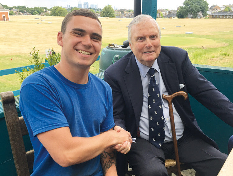 Peter Alliss in the clubhouse with Jack Percival