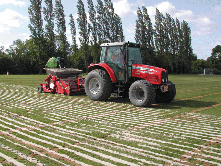 Speedcut sandslitting the training grounds at Exeter City FC