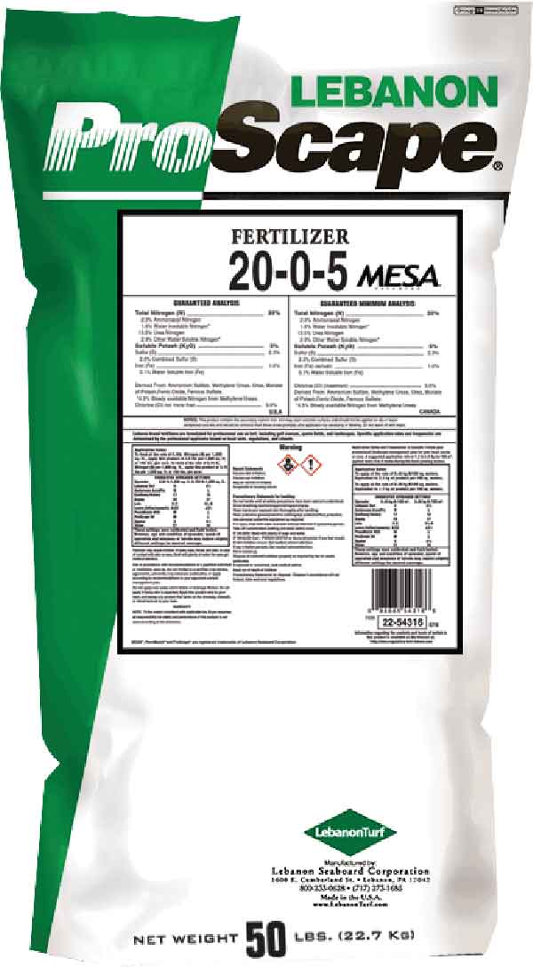 Lebanon ProScape 20-0-5 +1%Fe 30% MESA Fertiliser 20kg