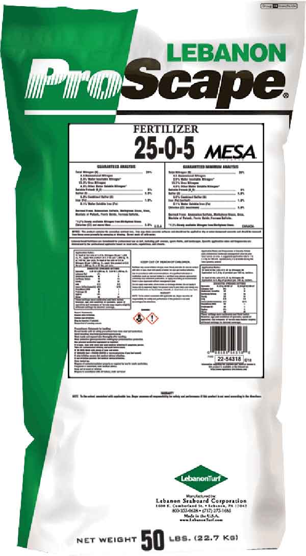 Lebanon ProScape 25-0-5 +1%Fe 51% MESA Fertiliser 20kg