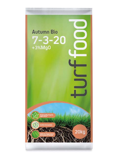 Turf Food Autumn Bio 7-3-20 +3%MgO Fertiliser 20kg